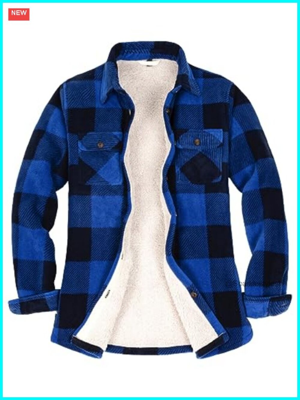 Sherpa Fleece Lined Button Up Plaid Shacket Shirt Jacket